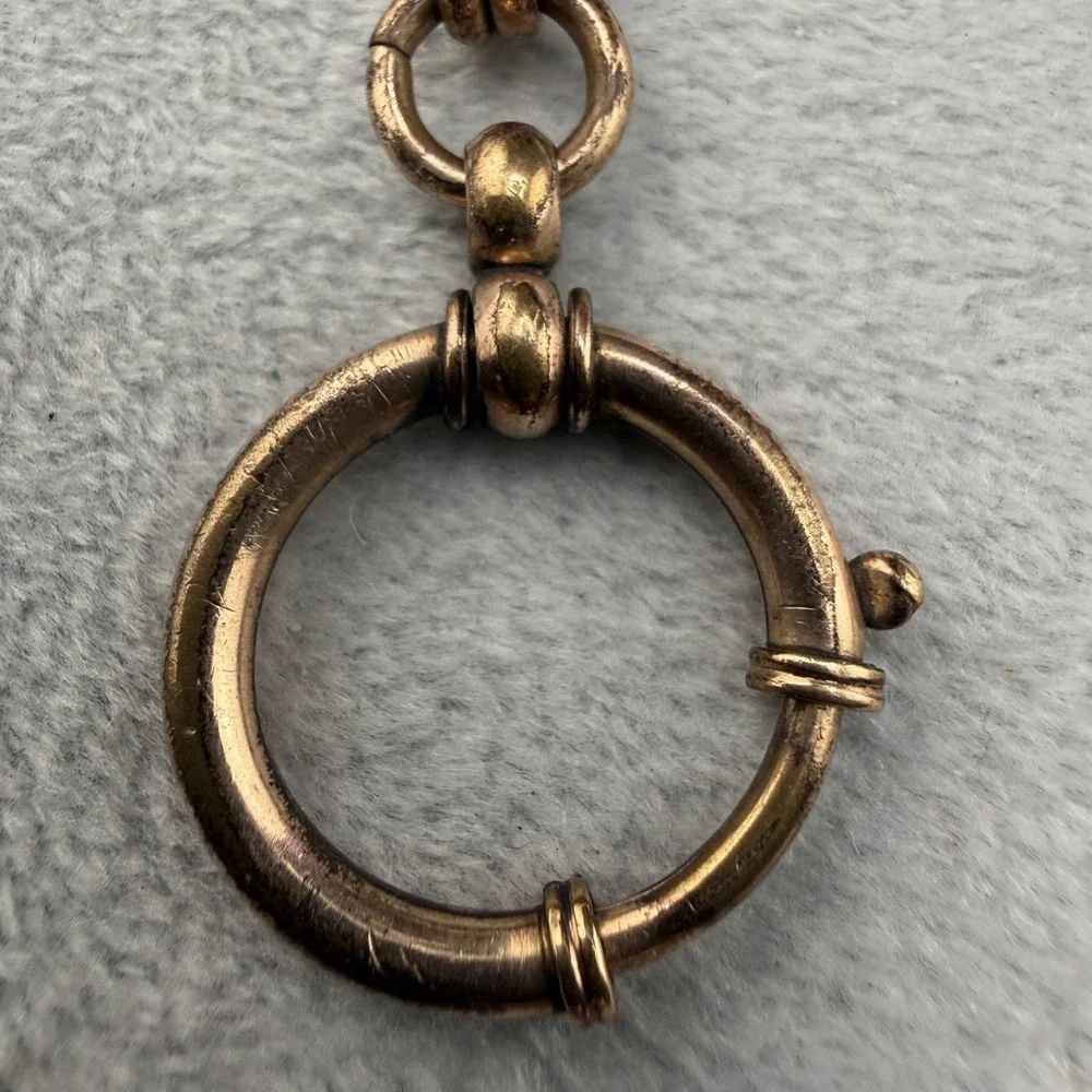 Antique KJ‎ Kolmar Jourdan  Pocket Watch Chain Double Fancy Bar Filigree 9.5